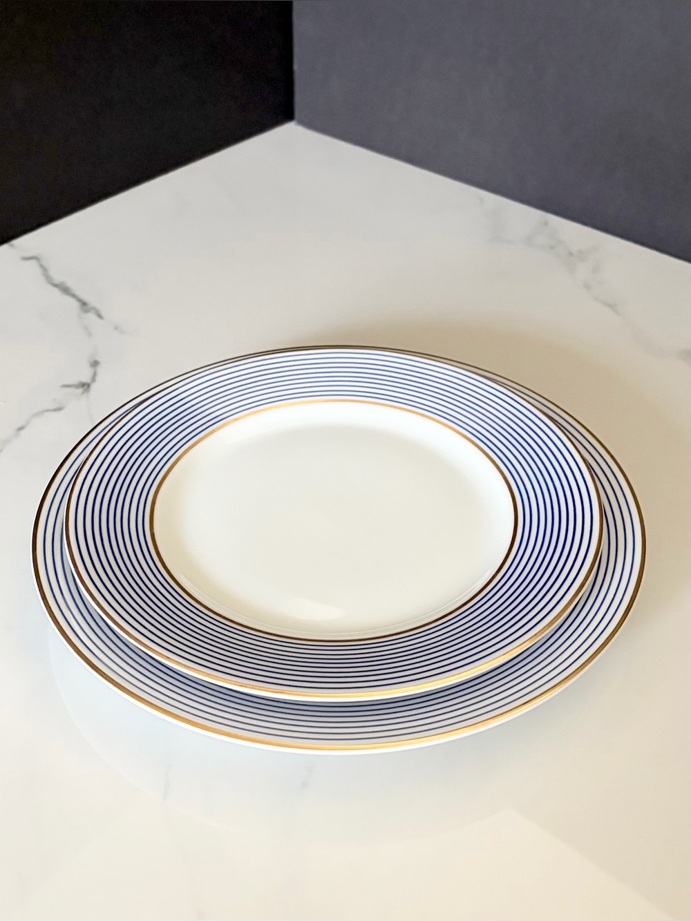 SET of 2: Salad & Bread Plate - Crinoline Blue by Raynaud Limoges